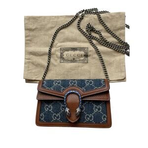 Gucci Denim GG Monogram Super Mini Dionysus Shoulder Bag